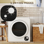 HOMCOM 120V Portable Clothes Dryer, 1300W Compact Laundry Front Load Tumble Dryer Machine 3.3  Cu. Ft. with Stainless Steel Tub, White