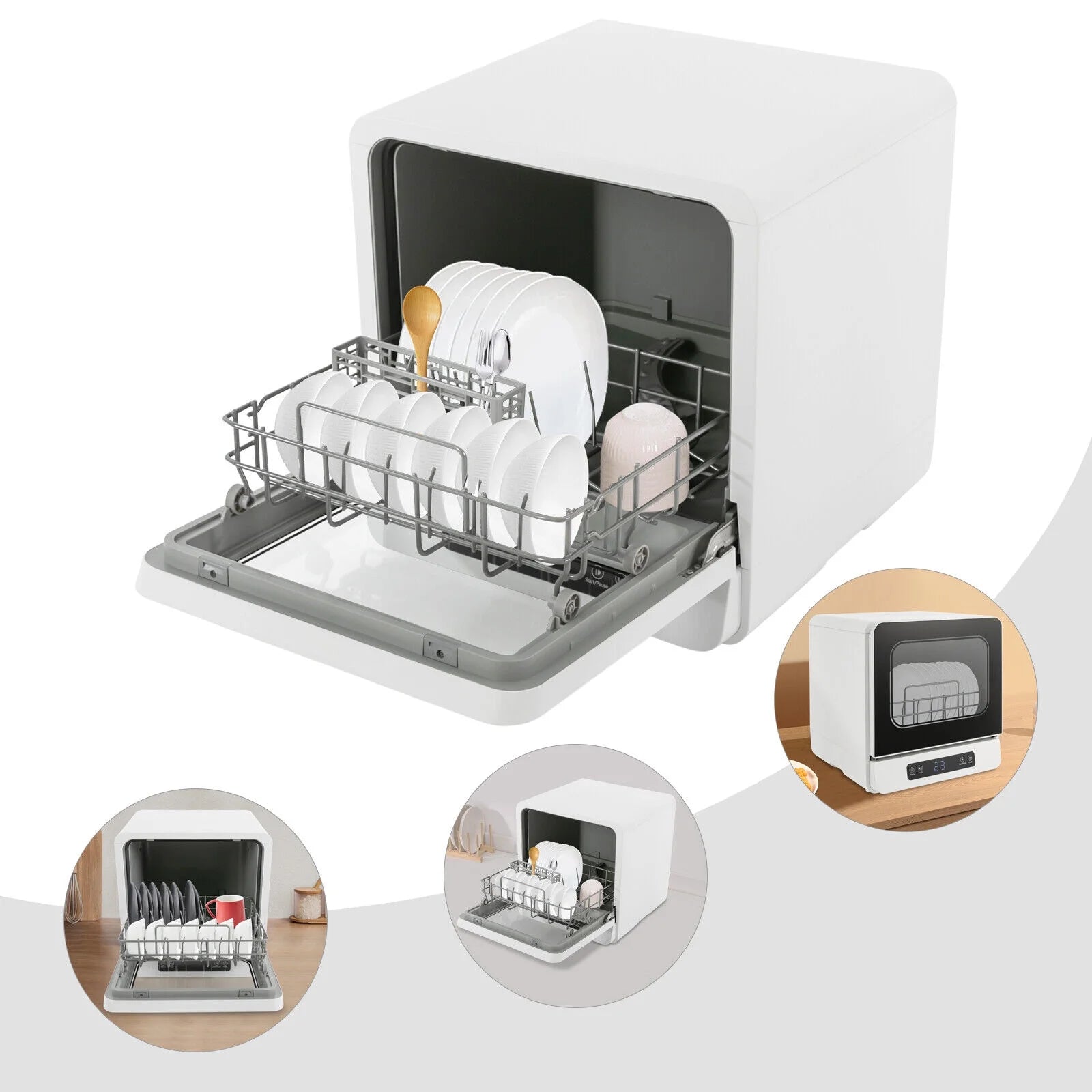 590W Modern Countertop Dishwasher, Compact Dishwasher, Household Kitchen Mini Dishwasher