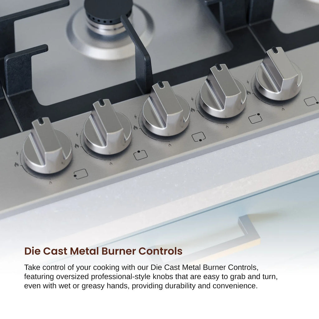 Rangaire RCG301S 30" Gas Cooktop - Stainless Steel, Sealed Burners, Cast Iron Grates, Die Cast Metal Burner Controls