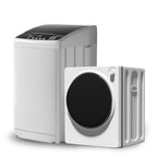 TABU Washer and Dryer Set, 19LBS Fully Automatic Washing Machine & 8.8LBS Clothes Dryer (White&White)