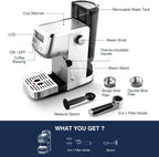Sunmaki 20 Bar Espresso Machine, Compact Cappuccino Machines for Home Gifts, Stainless Steel