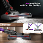 KANFUAQ Cordless Vacuum Cleaner, 38000PA/450W 50min 2500mah for Home Pet Hair Carpet Wood Floor