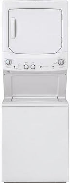 GE GUD27ESSMWW Unitized Spacemaker 3.8 Washer with Stainless Steel Basket and 5.9 Cu. Ft. Capacity Electric Dryer, White