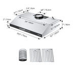 KFFKFF 30 Inch Under Cabinet Range Hood, Kitchen Exhaust System, 900CFM Dual Engine Stainless Steel Cooker Hood, Equipped with Gesture and Touch Interface, LED Illumination