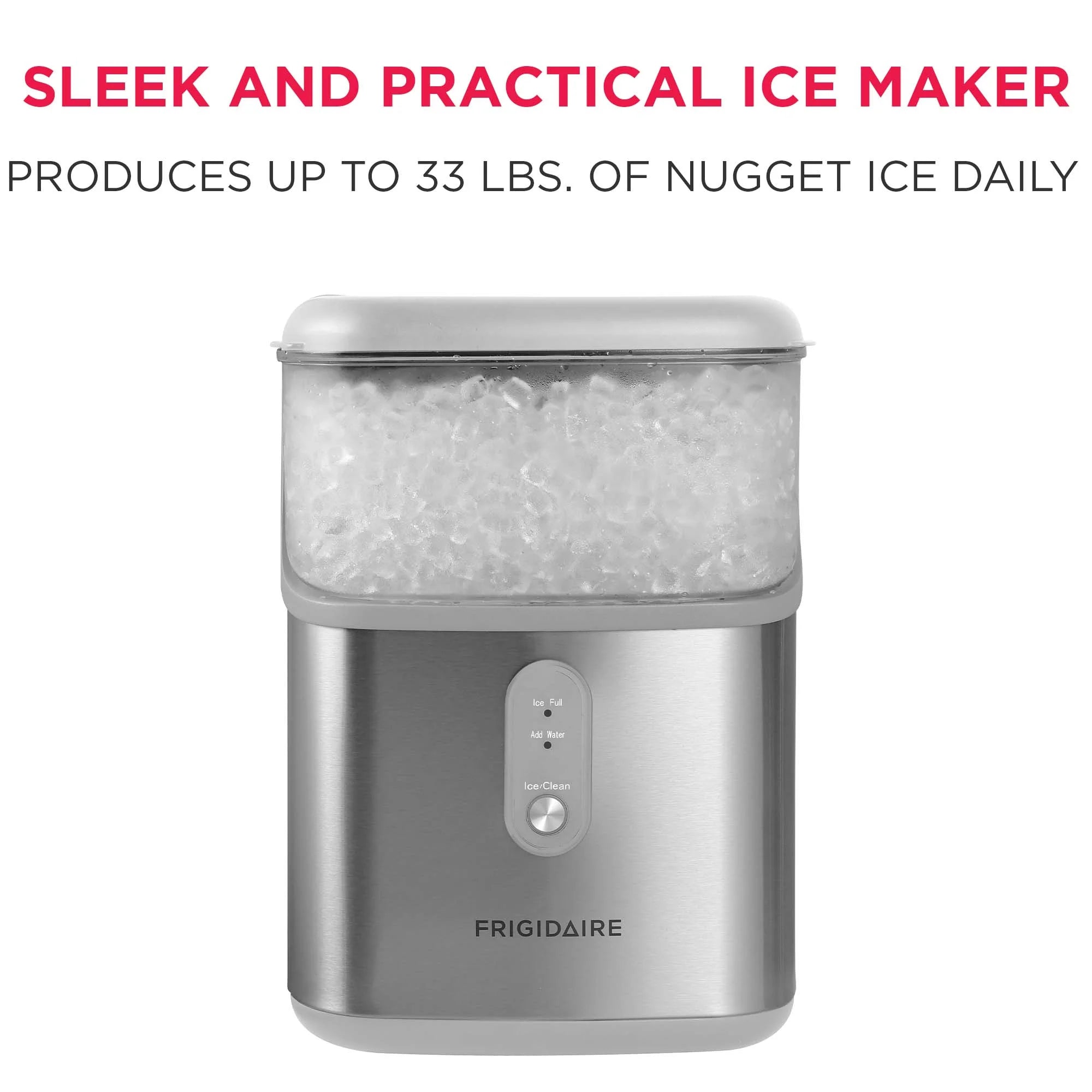 Frigidaire, 33 Lbs. Nugget Ice Maker, Black Stainless Steel, EFIC228