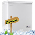 DEMULLER 4.0 Cu.ft Deep Chest Freezer Mini Freezers Top Open Door Rmovable Storage Baskets New Black