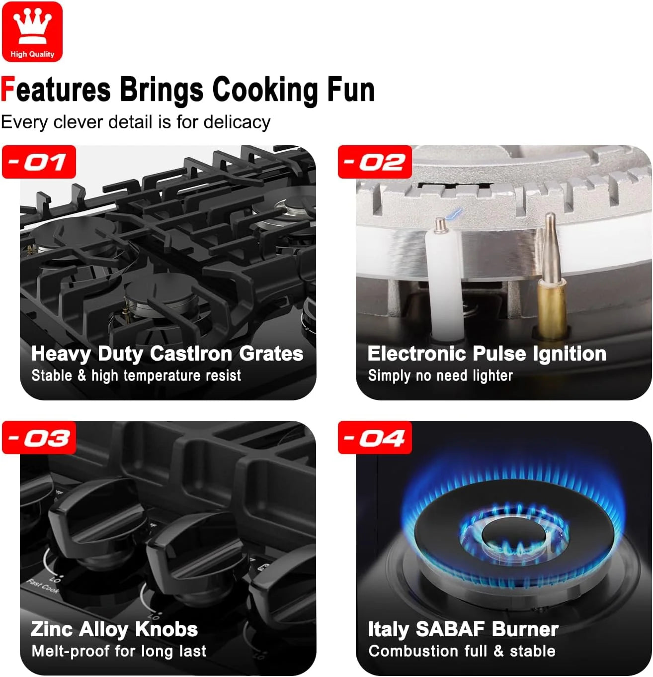 Gasland Chef  30" 5 Burners 30" Gas Cooktop, Stovetop, NG/LPG,Stainless Steel, Auto Ignition