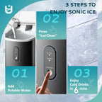 EUHOMY Nugget Ice Maker Countertop with Handle, Ready in 6 Mins, 34.5 lbs Per Day, Removable Top Cover, Auto-Cleaning, Black