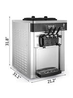 VEVOR Commercial Ice Cream Machine 20-28L/H Soft Serve with LED Display Auto Clean 3 Flavors 2200W,Silver