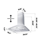 CIARRA Black Range Hood 30 inch Wall Mount Vent Hood Ductless Ducted Convertible CAB206P75