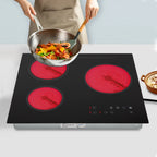 24" 3-Burner Built-in Electric Cooktop Ceramic Stove Top Touch Timing 110V 2600W