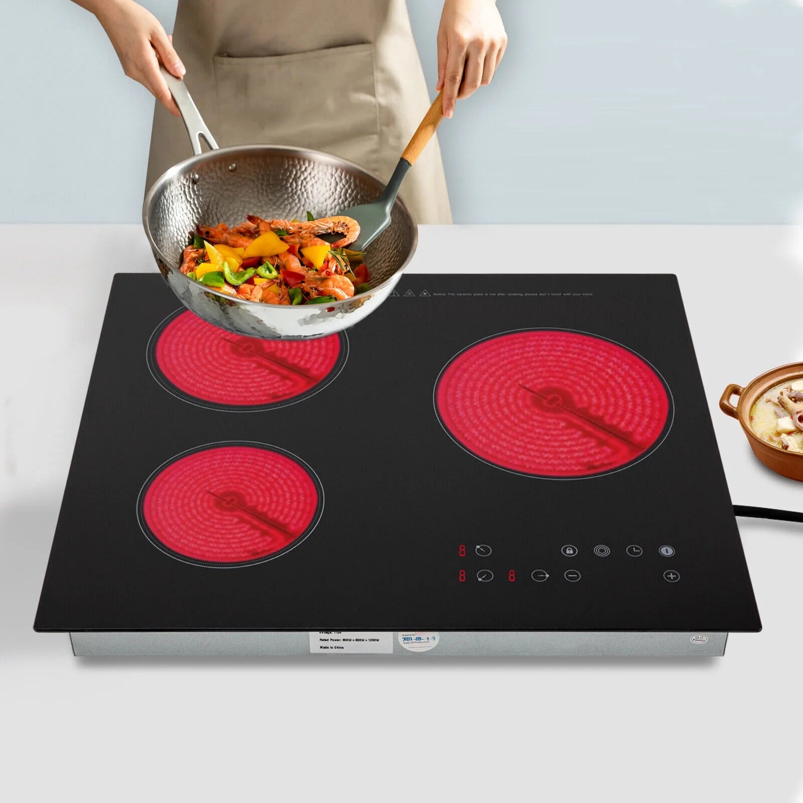 Electric Cooktop 24 inch Built-in Electric Stove Top 110V 2600W Knob Control