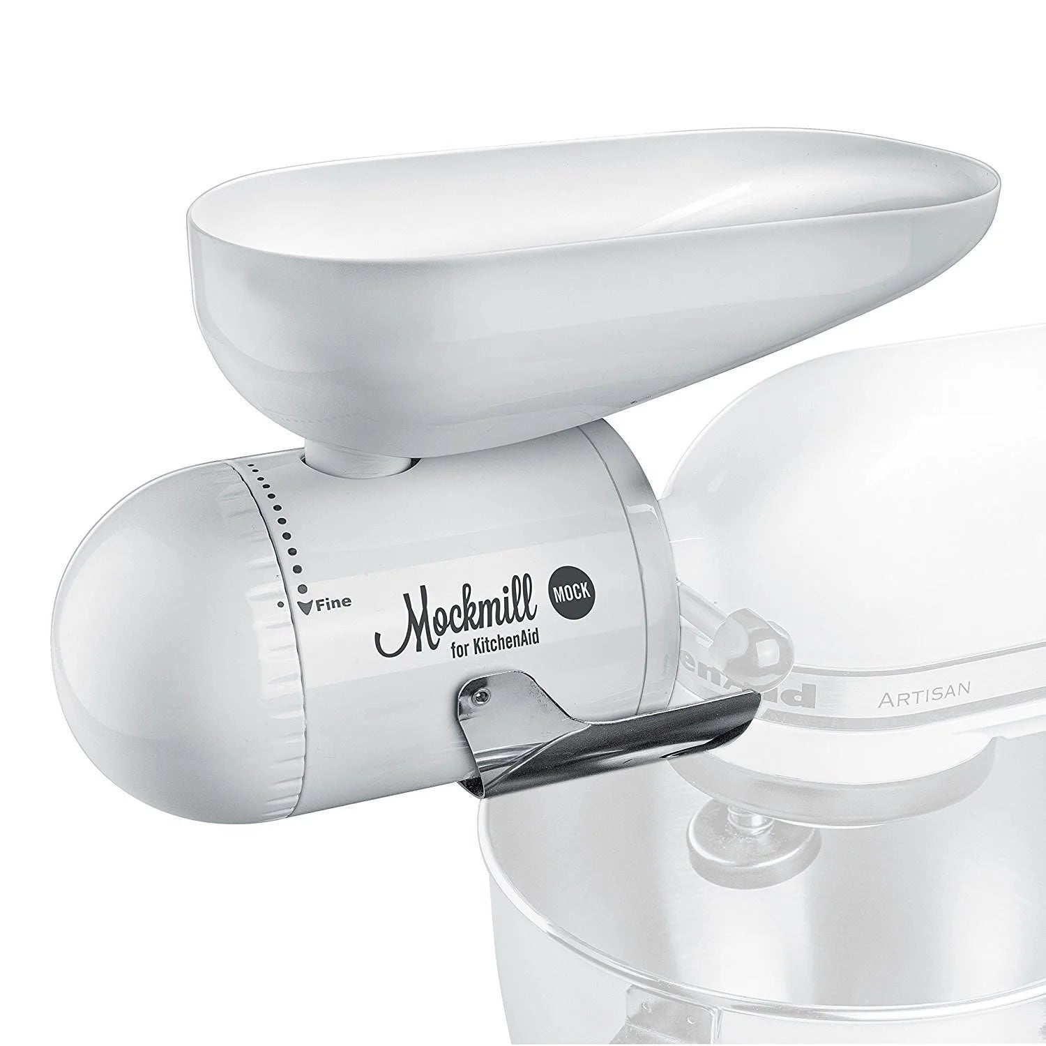 Wolfgang Mock  Mockmill KitchenAid White Metal and Ceramic Grain Mill Attachment