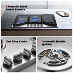 GASLAND Master Series 36 Inch Gas Cooktop with Griddle PRO GH3905SS1FC with 5 Burners,CSA certified,120V Plug-in, NG/LPG Convertible