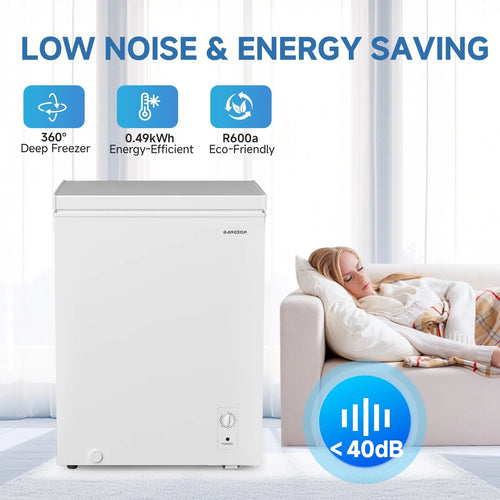 BANGSON Chest Freezer, Deep Freezer 5.0 Cu. Ft with Removable Basket, Adjustable Thermostat Mini Freezer, Ideal for Apartment/Kitchen/Office
