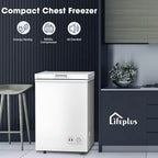 Ecotronic 3.8 Cu Ft Compact Chest Freezer, Grey, Low Noise, Energy Saving, 7-Gear Temperature Control