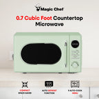 Open Box Magic Chef 0.7 Cubic Feet 700 Watt Classic Retro Microwave, Green