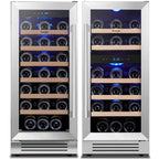 Yeego 30" Wine and Beverage Refrigerator,Two 15" Wine and Beverage Cooler Under Counter or Freestanding, Hold 33 Bottles and 80 Cans(Two Pack)