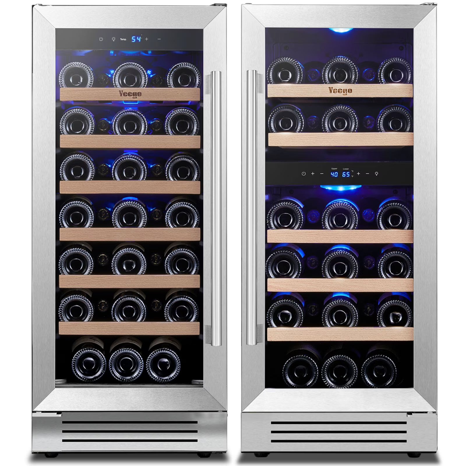 Yeego 30" Wine and Beverage Refrigerator,Two 15" Wine and Beverage Cooler Under Counter or Freestanding, Hold 33 Bottles and 80 Cans(Two Pack)