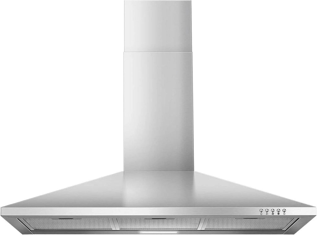 36 Inch Range Hood 450CFM Wall Mount Stainless Steel Kitchen Vent Hood Fan 3 Speed LED Light Chimney Hood Retractable
