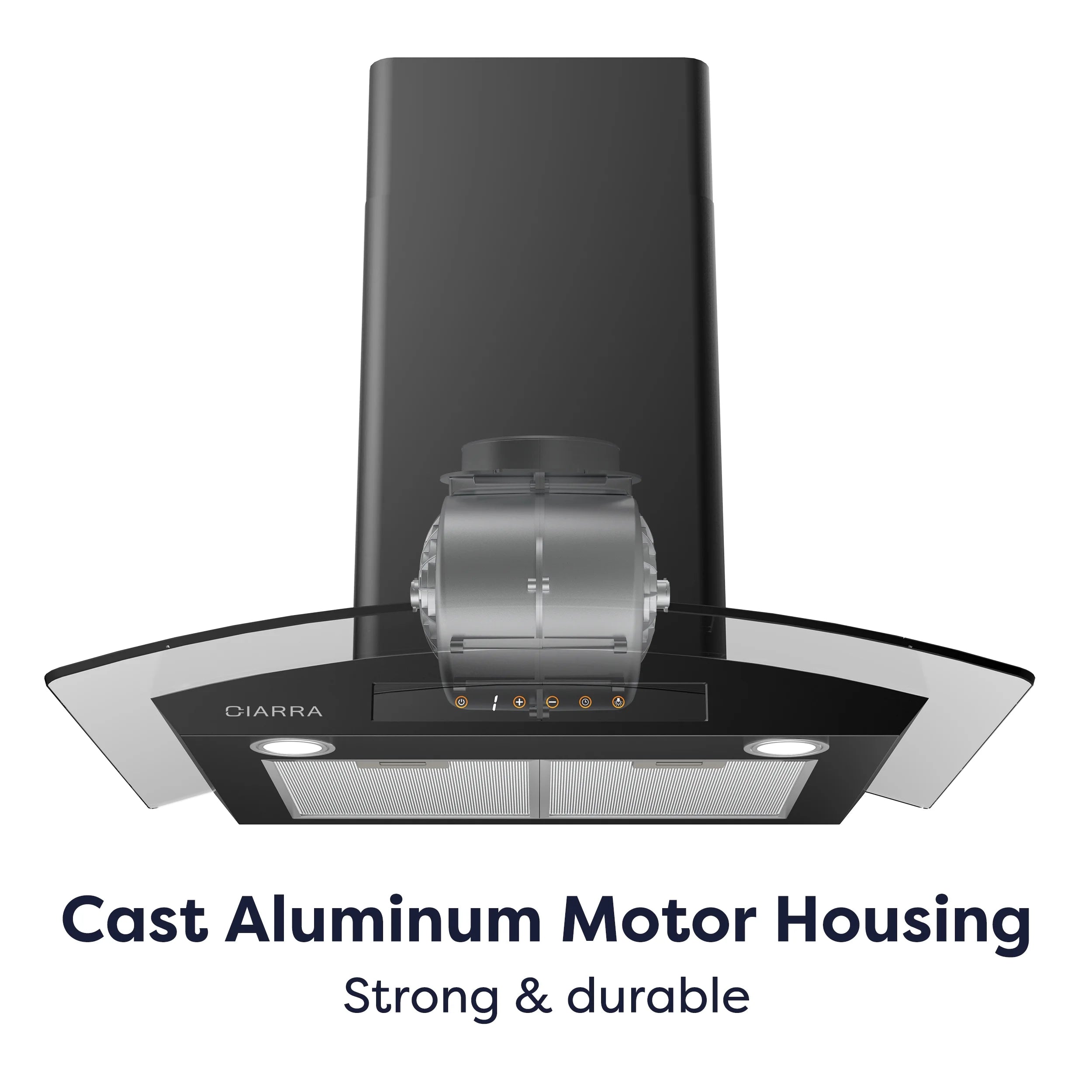 CIARRA Wall Mount Range Hood 30 inch with Tempered Glass 450 CFM Kitchen Vent Hood Ductless Ducted Convertible CAS50275