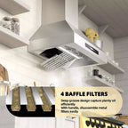 JOEAONZ Wall Mounted Range Hood 30" Kitchen Vent 900 CFM Duct Convertible Touch Control 9 Speed 120V