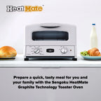 Sengoku SET-G16A(W) HeatMate Graphite Compact Countertop Toaster Oven with 4 Non-Stick Pans for Toasting and Baking, 120 Volt, Eggshell White