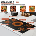 Built-In 36-in 5 Elements Black Induction Cooktop Including Bridge Element
