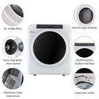 BAYUELSWU 3.5 Cu.Ft Portable Clothes Dryer, 1300W Clothes Dryer with Stainless Steel Tub, Front Load Tumble Laundry Dryer with LCD Touch Panel, 110V Portable Dryer for Laundry, Apartments, Dorms