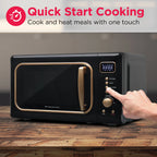 Frigidaire 0.7 Cu. Ft. Retro Countertop Microwave Oven, Black and Gold