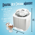 Nostalgia 2-Quart Electric Ice Cream Maker �C Make Homemade Ice Cream, Gelato, Sorbet & Frozen Yogurt �C No Salt/Ice Needed, Digital Controls, Mix-In Chute & Freezing Gel Canister �C Stainless Steel