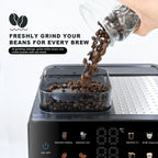 Bluebow All-in-One Espresso Machine with Grinder, 20-Bar Automatic Coffee Maker, Built-in Milk Frother for Latte & Cappuccino, Single/Double Shot
