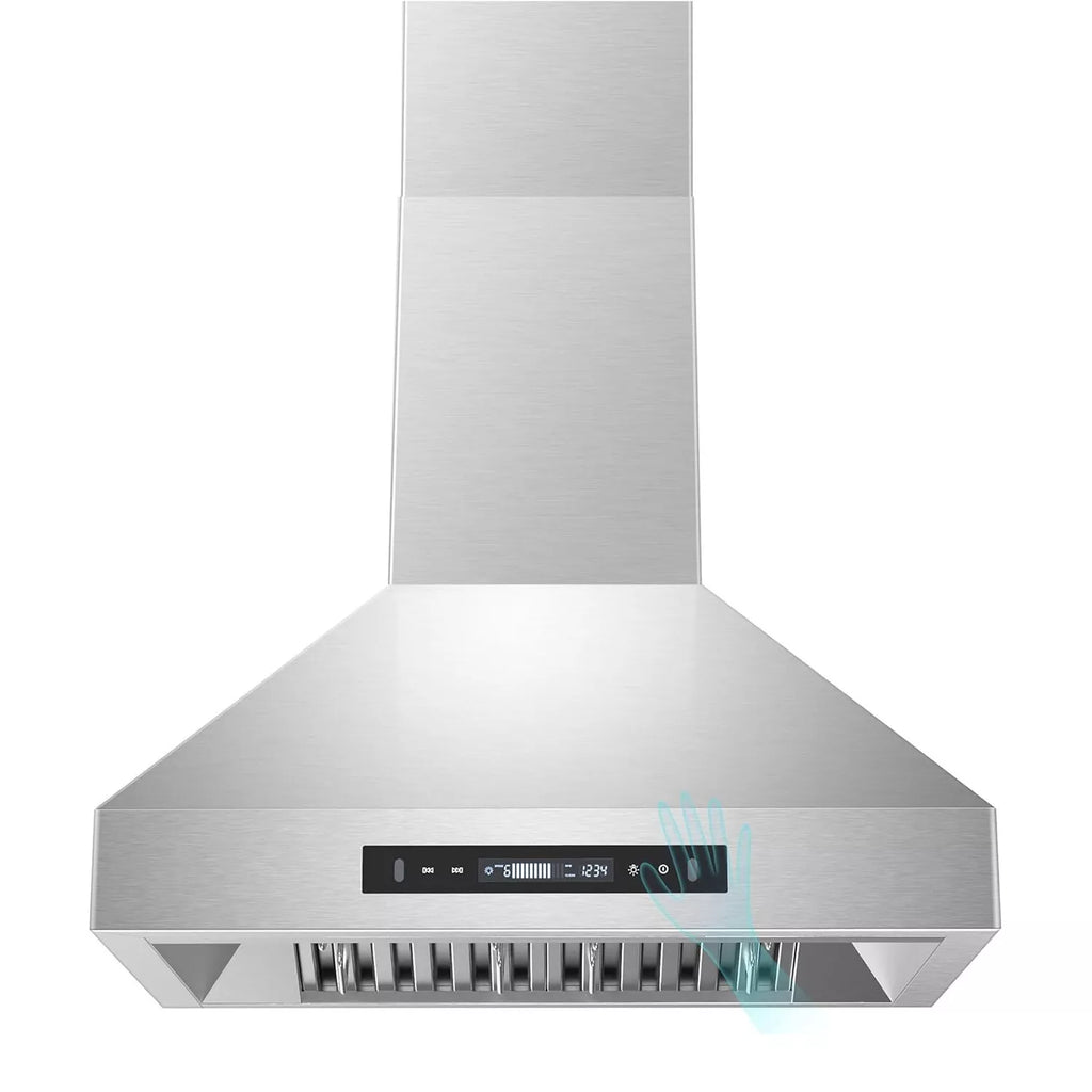 JOEAONZ Wall Mounted Range Hood 30" Kitchen Vent 900 CFM Duct Convertible Touch Control 9 Speed 120V