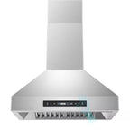 JOEAONZ Wall Mounted Range Hood 30" Kitchen Vent 900 CFM Duct Convertible Touch Control 9 Speed 120V