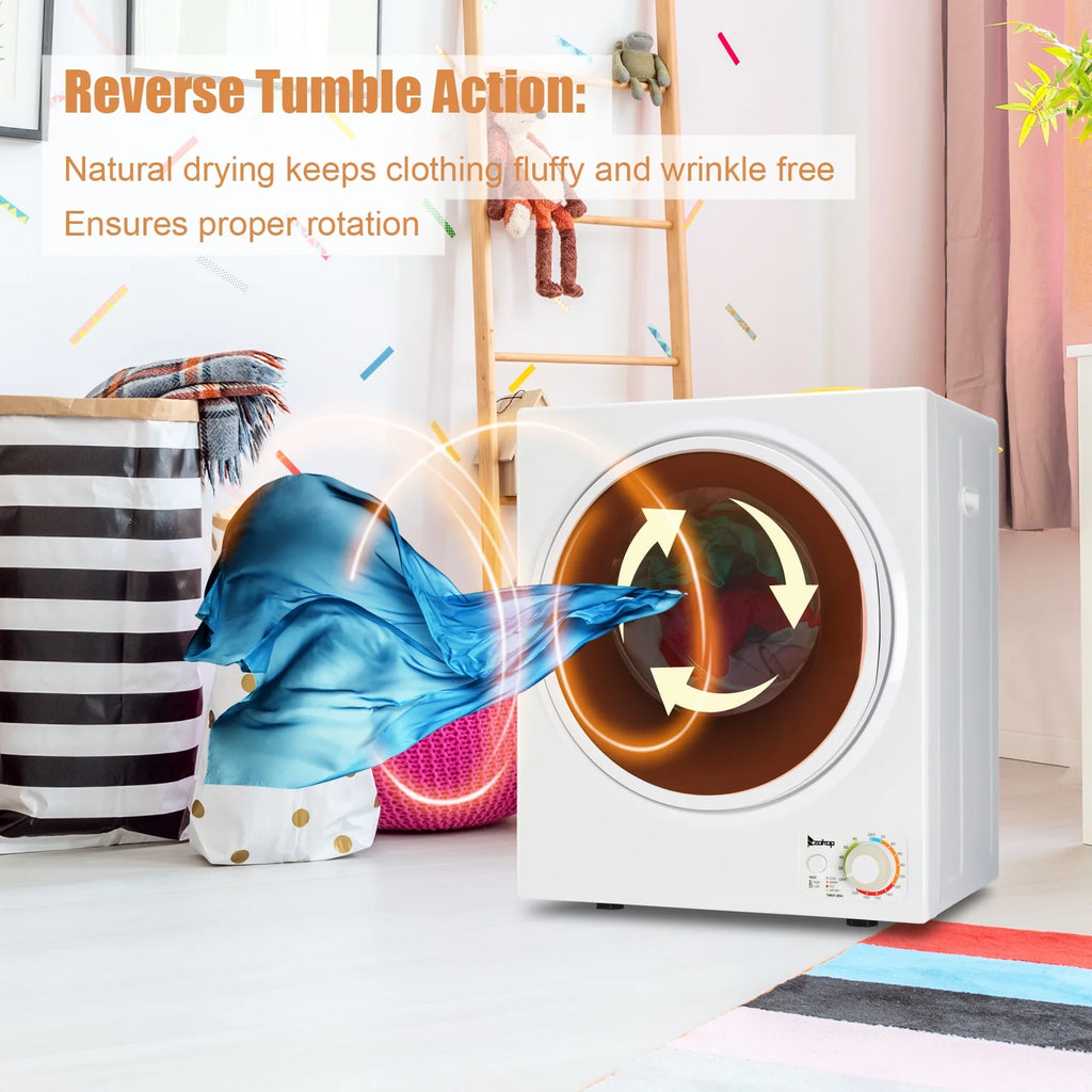 Ktaxon 1.6 cu. ft. Electric Tumble Compact Cloth Dryer Stainless Steel Wall Mounted, White