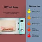 Costway 0.7Cu.ft Retro Countertop Microwave Oven 700W LED Display Glass Turntable Rose Gold