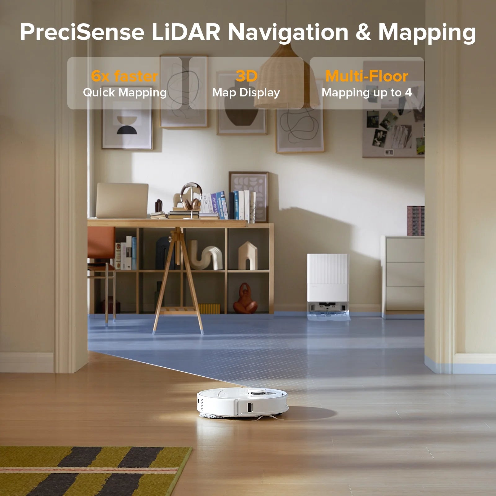 Roborock Qrevo Series Robot Vacuum and Mop, Auto Mop Washing&Drying, 8000Pa Suction, Self-Emptying, Anti-Tangle Brushes, Smart Obstacle Avoidance (QV 35A)