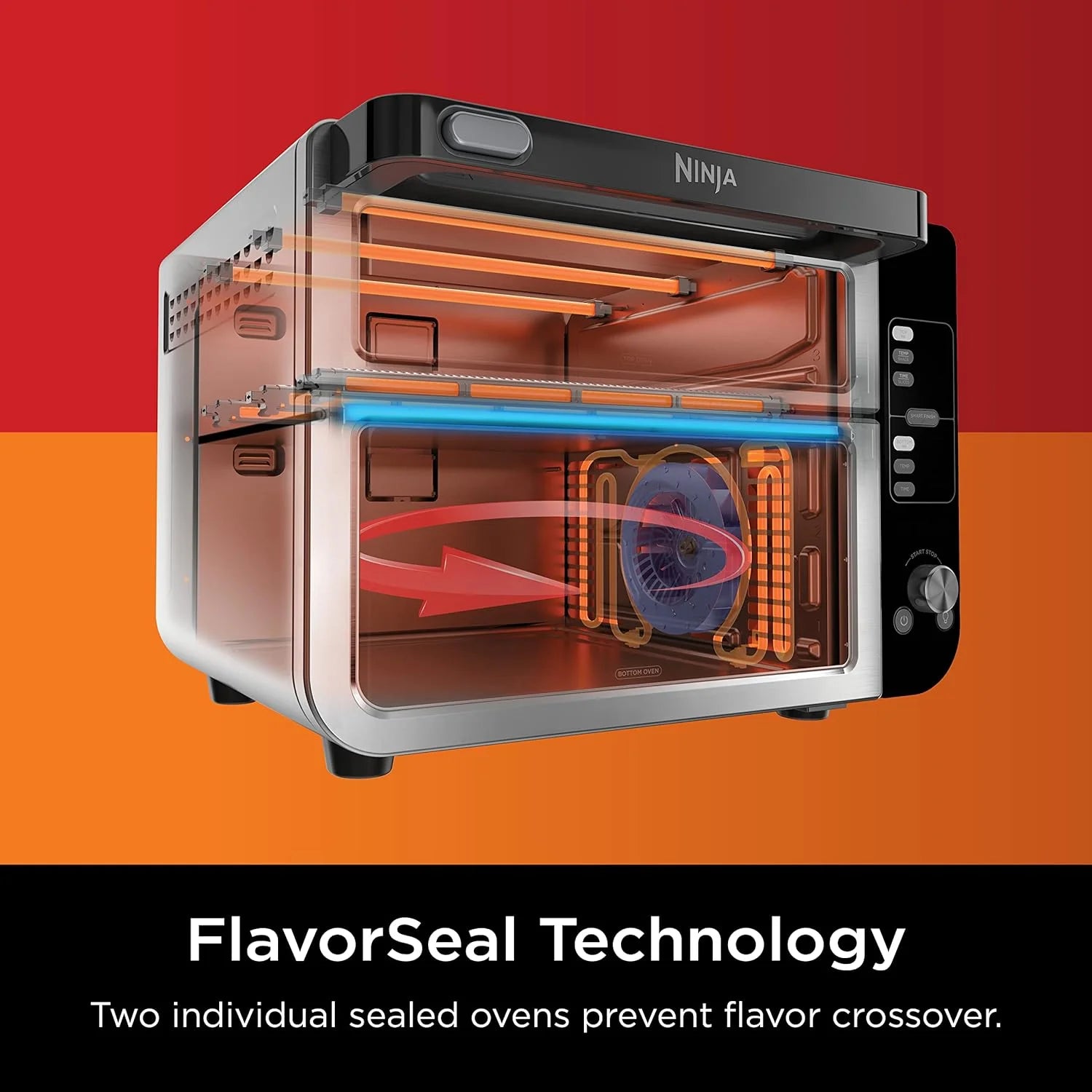 Restored Ninja DCT401 12-in-1 Double Oven with FlexDoor, FlavorSeal & Smart Finish, Rapid Top Convection, Air Fry Bottom , Bake, Roast, Toast, Air Fry, Stainless Steel (Refurbished)