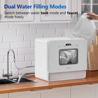 AIRMSEN 5-Place Settings Portable Countertop Dishwasher with 5L Built-in Water Tank, Ultra-Slim Dishwasher Upgrade 3 Spray Arms, 12H Delay Start and Salt Chamber Function, ZMW-DUHA01