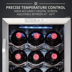 Ivation 18 Bottle Compressor Wine Refrigerator, Freestanding Wine Cooler with Lock, Stainless Steel