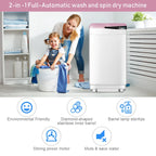 Full-Automatic Washing Machine 7.7 lbs Washer/Spinner Germicidal UV Light Pink