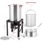 OuterMust 30Qt.?Outdoor Turkey Fryer with Basket and 11 Qt. Fish Fryer, 50,000 BTU Propane Aluminum Deep Turkey Fryer Kit