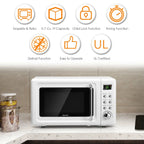 Costway 0.7Cu.ft Retro Countertop Microwave Oven 700W LED Display Glass Turntable Rose Gold