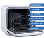 Farberware Portable Dishwasher with Built-In Water Tank with Baby Care and Fruit Wash Settings in White w/ 6-Place Setting Capacity, FDW05ASBWHA