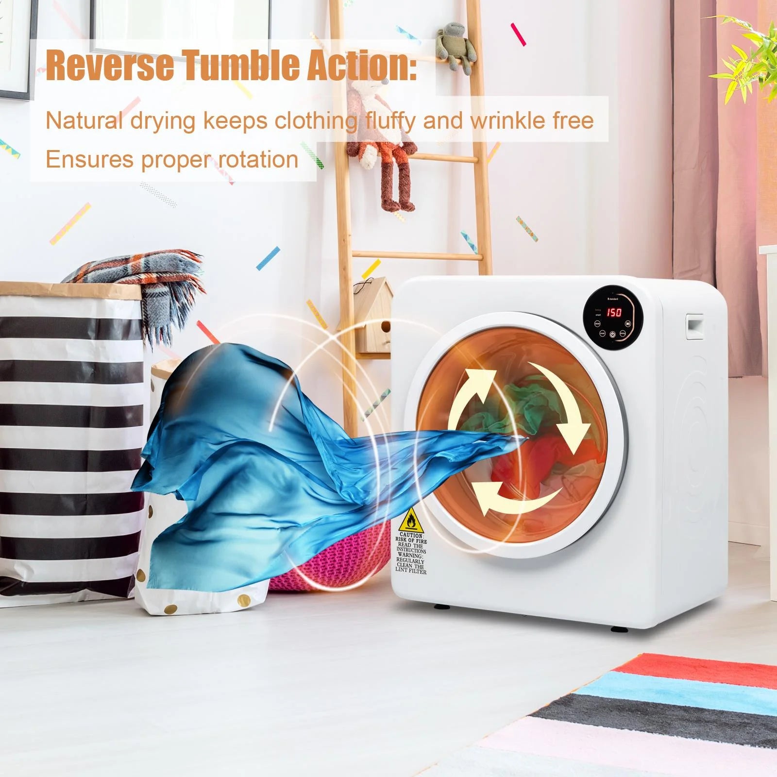 Winado 13.2LBS Electric Compact Laundry Dryer For Home, Apartments,White