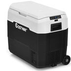 Costway 53 qt Wheeled Corded Electric Dual-Zone Portable Car Refrigerator, White