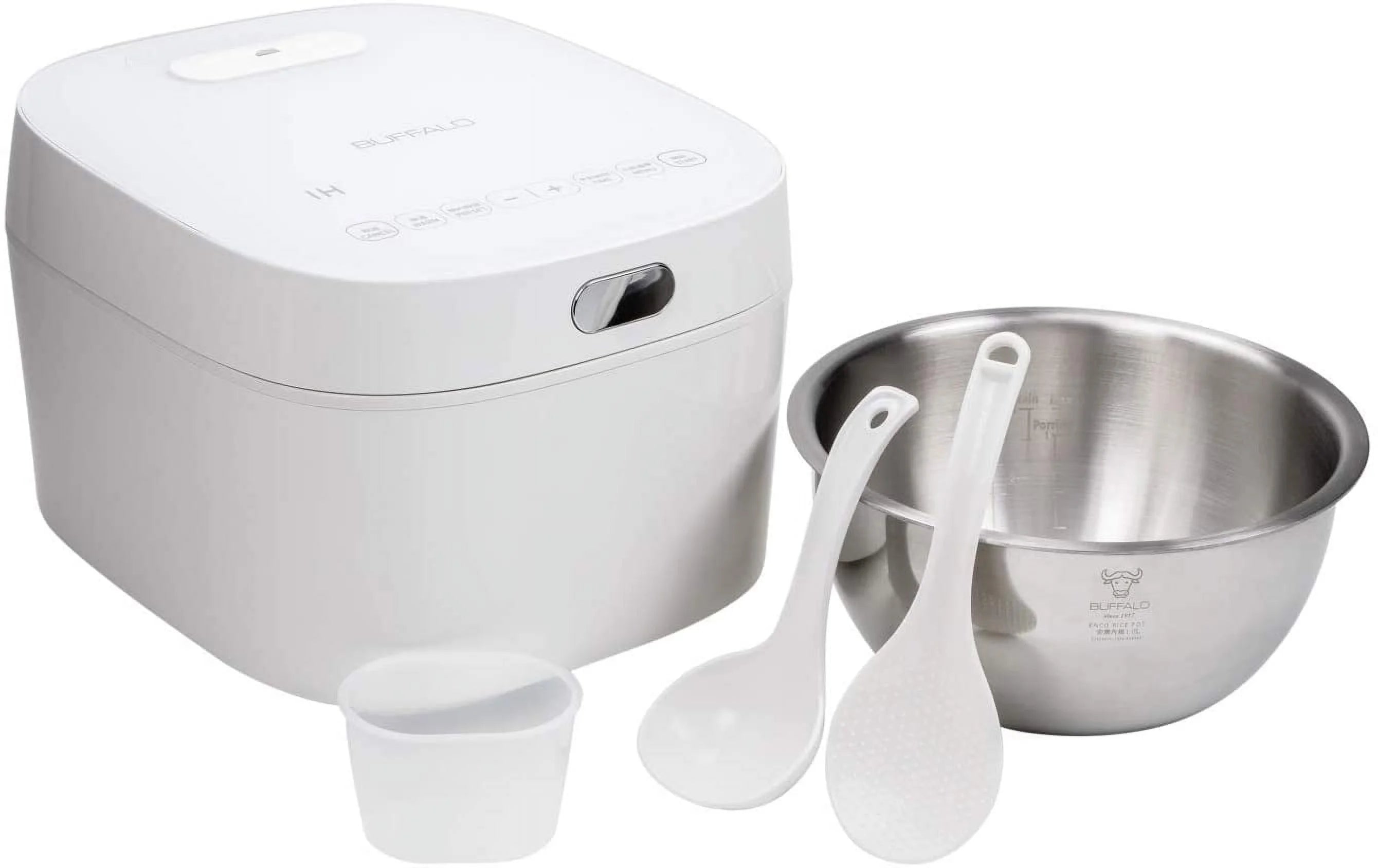Buffalo White IH SMART COOKER, Rice Cooker and Warmer, 1 L, 5 cups of rice, Non-Coating inner pot, Efficient, Multiple function, Induction Heating (5 cups)