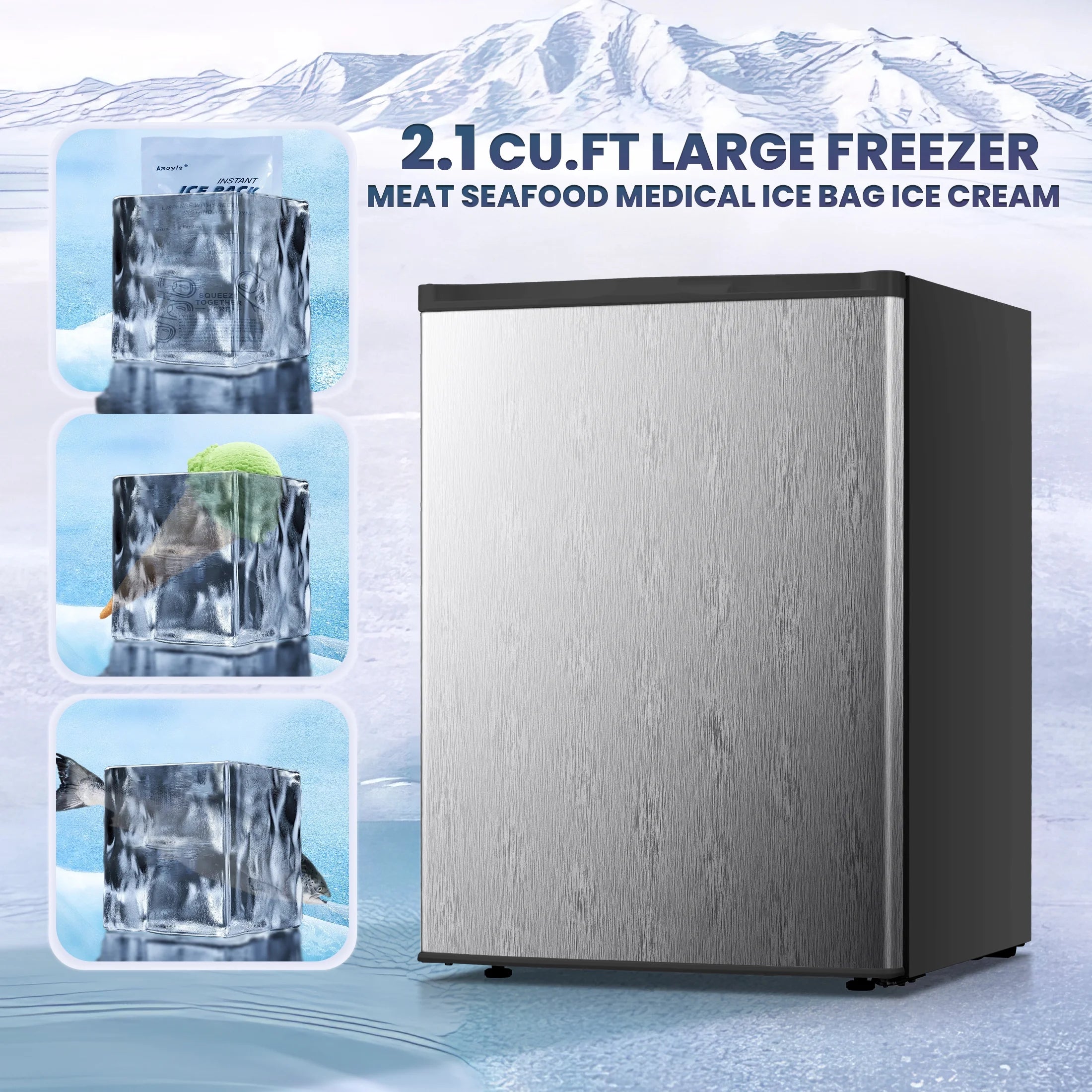 Electactic Upright Freezer, Energy Saving 2.1 Cu.ft Single Door Compact Upright Freezer with Reversible Door(White)