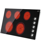 5 Burner Electric Stove, Sunmaki 36 inch Built-in Electric Cooktop 8900W Power Control by Knob for Home/Restaurant, 220V-240V