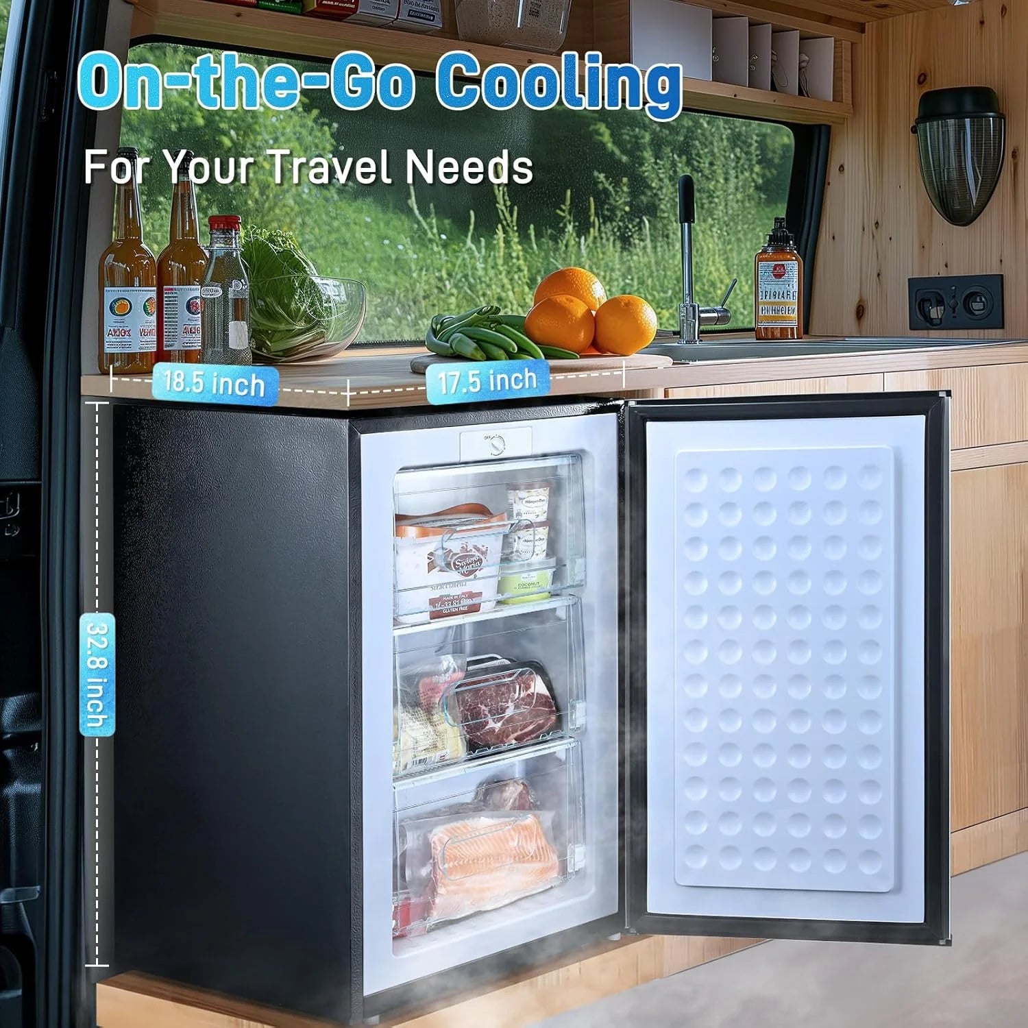 Kcpolre 3.0 Cu.ft Compact Upright Freezer, Mini Freezer with Adjustable Thermostat, Removable Shelves, Reversible Black Door, Ideal for Garage/Dorm/Office/Apartment/Kitchen, Black